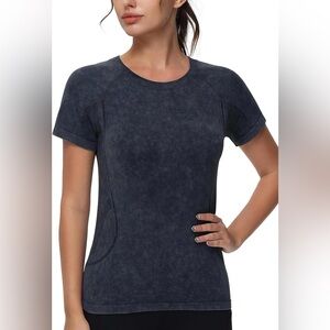 NEW •  The Gym People Seamless Workout T-Shirt in Heather Black • Women’s L/XL